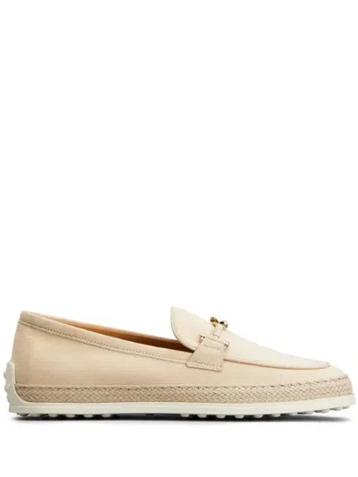 Tod's Suede Leather Loafers In Beige