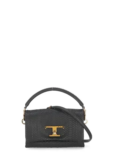 Tod's T Timeless Flap Tote Bag In Black