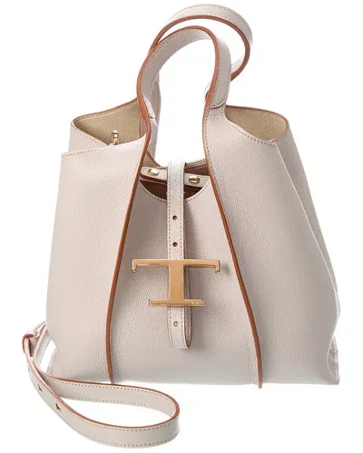 Tod's T Timeless Mini Leather Tote Bag In Grey