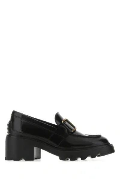 Tod's Leather Loafers In Black