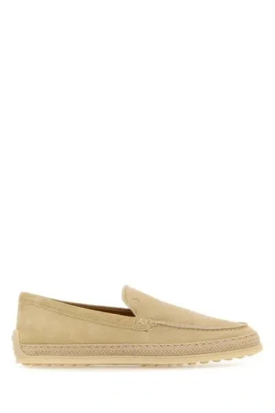 Tod's Sand Suede Loafers In Brown