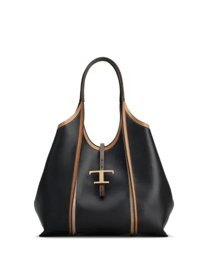 Tod's Medium Timeless Leather Tote Bag In Nero Cuio