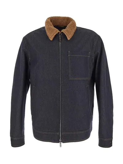 Tod's Trucker Jacket In Blue