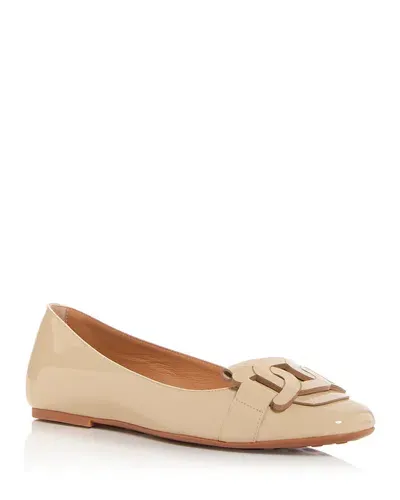 Tod's Tods Womens Cream Gomma Patent-leather Ballet Flats In Natural