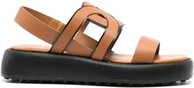 Tod's Cut Out-logo Sandals In Kenia Scuro