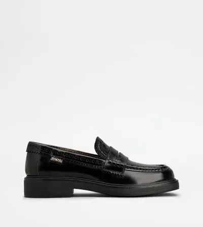 Tod's Women's Gomma 20l Mocassino Bucature Loafer In Nero