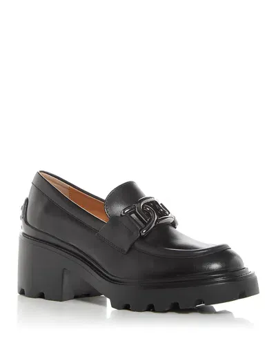 Tod's Women's Gomma Block Heel Loafers In Black