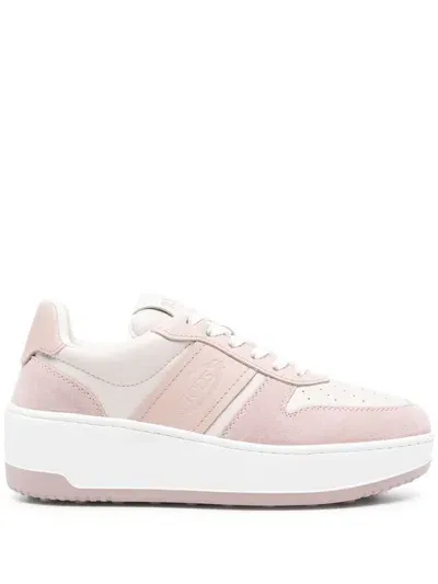 Tod's Logo-print Leather Sneakers In Pink