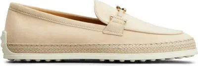 Tod's Suede Leather Loafers In Beige