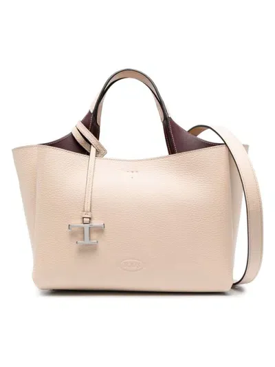 Tod's Women's T Timeless Mini Leather Tote Bag In Beige