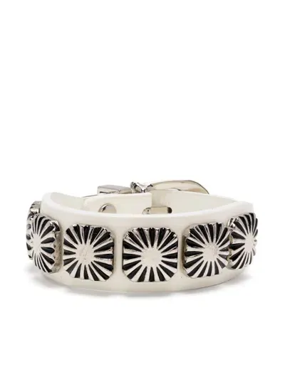 Toga Concho Leather Bangle In White