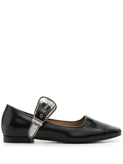 Toga Leather Ballet Flats In Black