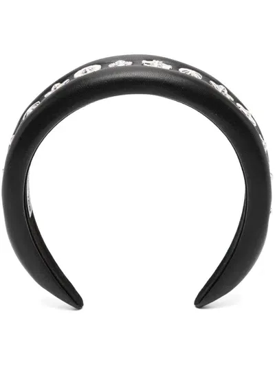 Toga Leather Headband In Schwarz