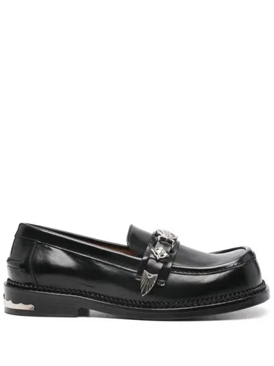 Toga Black Embellished Loafers