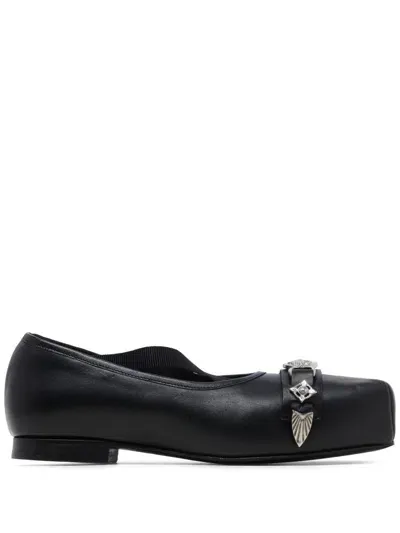 Toga Plaque Ballerina Shoes In Black