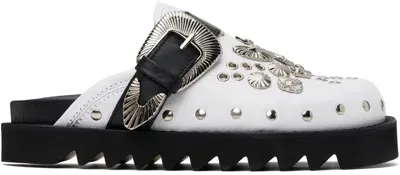 Toga Ssense Exclusive White & Black Eyelet Metal Sabot Loafers