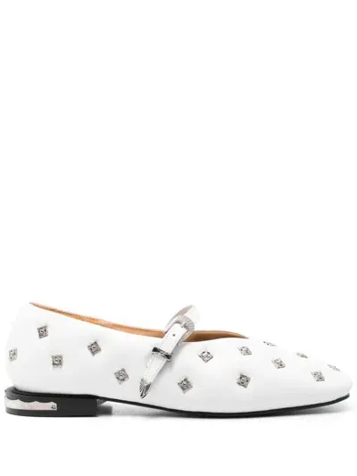 Toga Stud-detailed Ballerina Flats In White