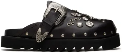 Toga Virilis Black Eyelet Metal Sabot Loafers