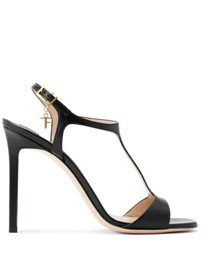 Tom Ford 105mm Leather Sandals In Black