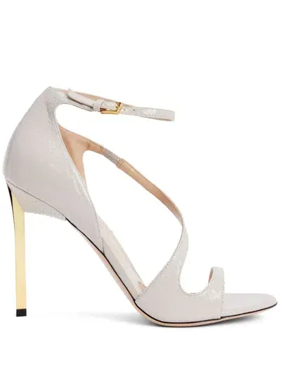 Tom Ford 110mm Leather Sandals In Grey