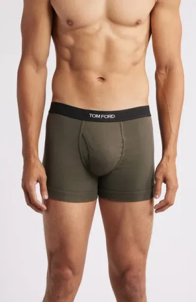 Tom Ford Stretch-cotton Boxer Briefs In Green