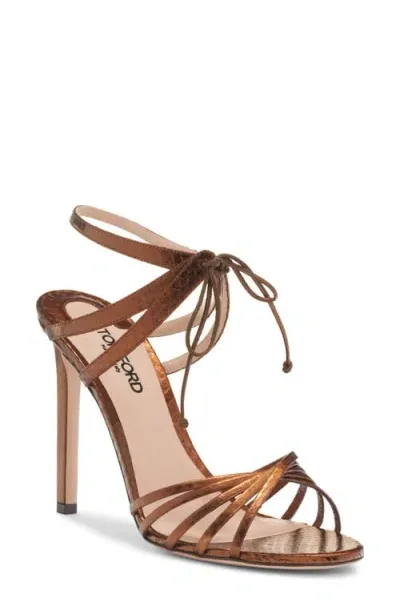 Tom Ford Angelica Ankle Tie Sandal In 1y050 Dark Bronze