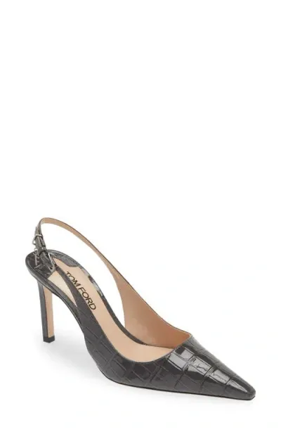 Tom Ford Angelina Pointed Toe Slingback Pump In Iron