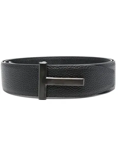 Tom Ford Belt With Logo Buckle In Black