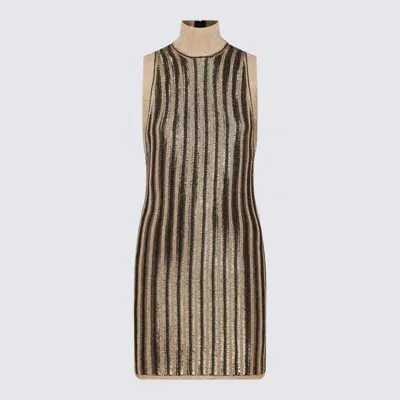 Tom Ford Black And Gold Wool Dress In Green