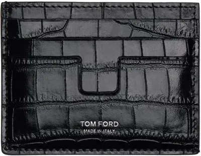 Tom Ford Black Croc-embossed Card Holder