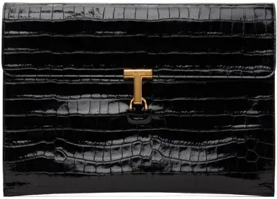 Tom Ford Black Croc-embossed Pouch