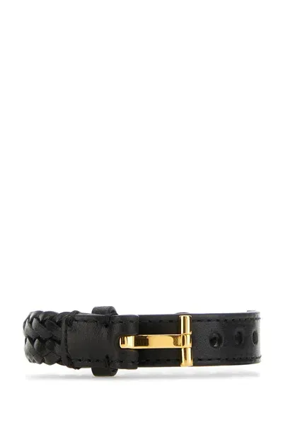 Tom Ford Black Leather Bracelet