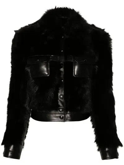 Tom Ford Soft Shearling Leather Jacket In Black