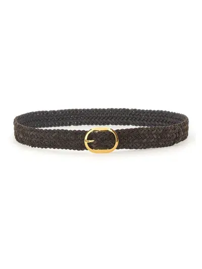 Tom Ford Braided Buckle Belt In Brown