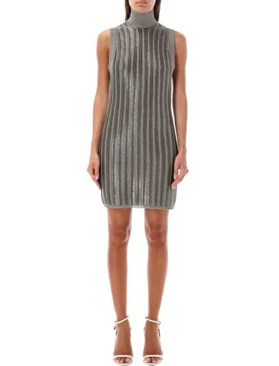 Tom Ford Braided Metal Mini Dress In Gris