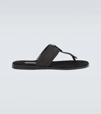 Tom Ford Brighton Leather Thong Sandals In Black