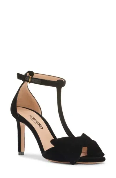 Tom Ford Brigitte Bow Sandal In Black Velvet