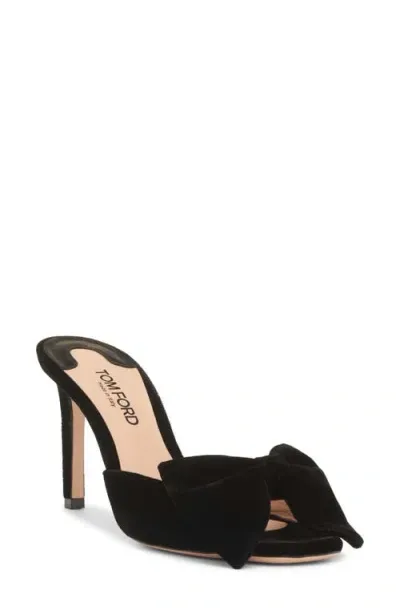 Tom Ford Brigitte Bow Slide Sandal In Black Velvet