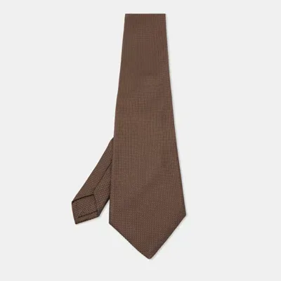 Pre-owned Tom Ford Brown Bucket Weave Silk Traditional Tie