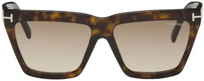 Tom Ford Brown Eden Sunglasses In 52f Dark Havana Grad