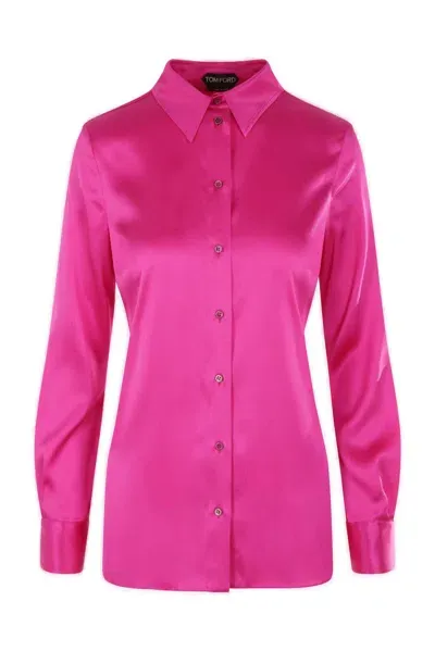 Tom Ford Buttoned Long-sleeved Shirt In Fuchsia