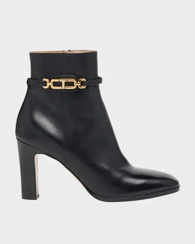 Tom Ford Calfskin Chain Zip Ankle Booties In Black