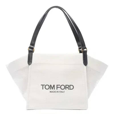 Tom Ford Small Canvas Tote Bag In White