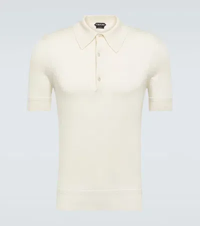 Tom Ford Cashmere And Silk Polo Shirt In Ivory