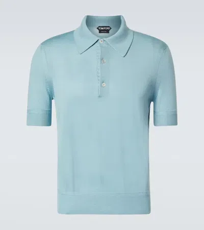 Tom Ford Cashmere And Silk Polo Shirt In Starlight Blue