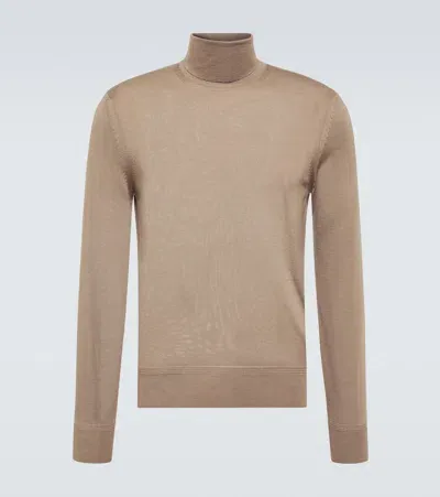 Tom Ford Cashmere And Silk Turtleneck Sweater In Beige