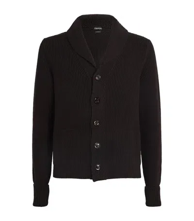 Tom Ford Cashmere Shawl Cardigan In Brown