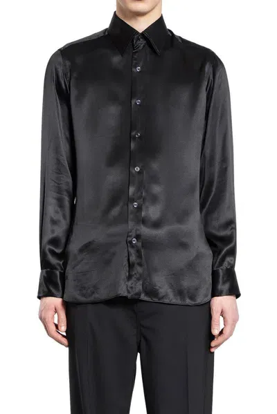 Tom Ford Charmeuse Flim Fit Shirt In Black