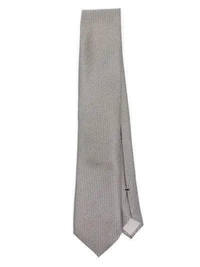 Tom Ford Chevron Jacquard Tie In Silver