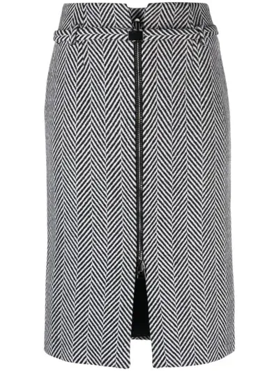 Tom Ford Chevron-pattern Midi Pencil Skirt In Black